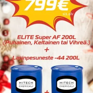 ELITE SUPER AF 200L (Punainen / Keltainen / Vihreä) + LASINPESUNESTE -44°C 200L