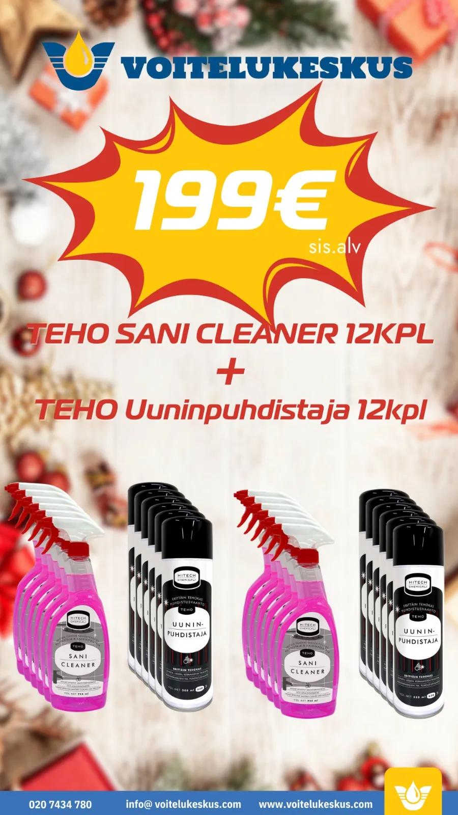 TEHO Sani Cleaner 12 kpl + TEHO Uuninpuhdistaja 12 kpl